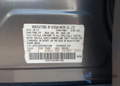 2018 Infiniti Q50 3.0T Luxe из США, поврежденный, VIN JN1EV7AR9JM431088